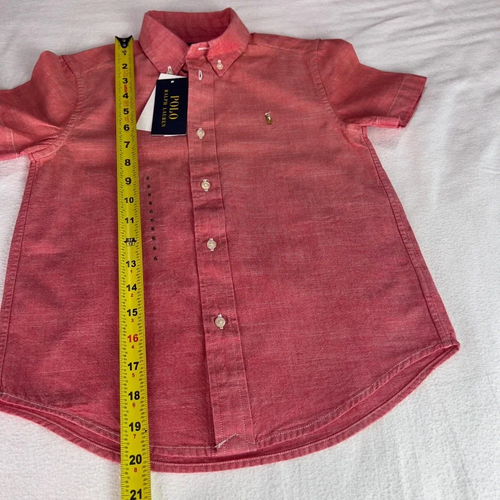 NWT Polo Ralph Lauren Kids Red Short Sleeve Button Down Shirt Size 6